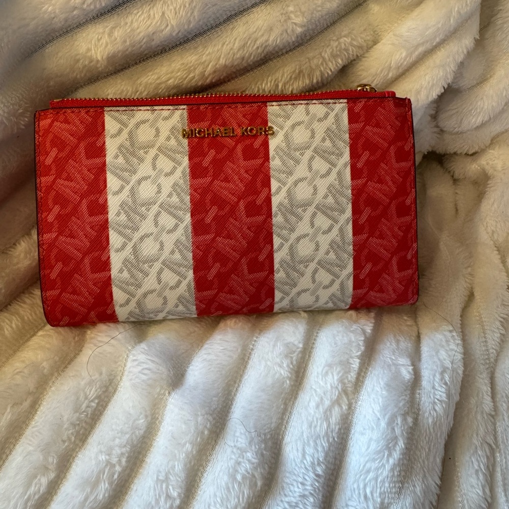 Michael Kors Red and White Women's Wristlet